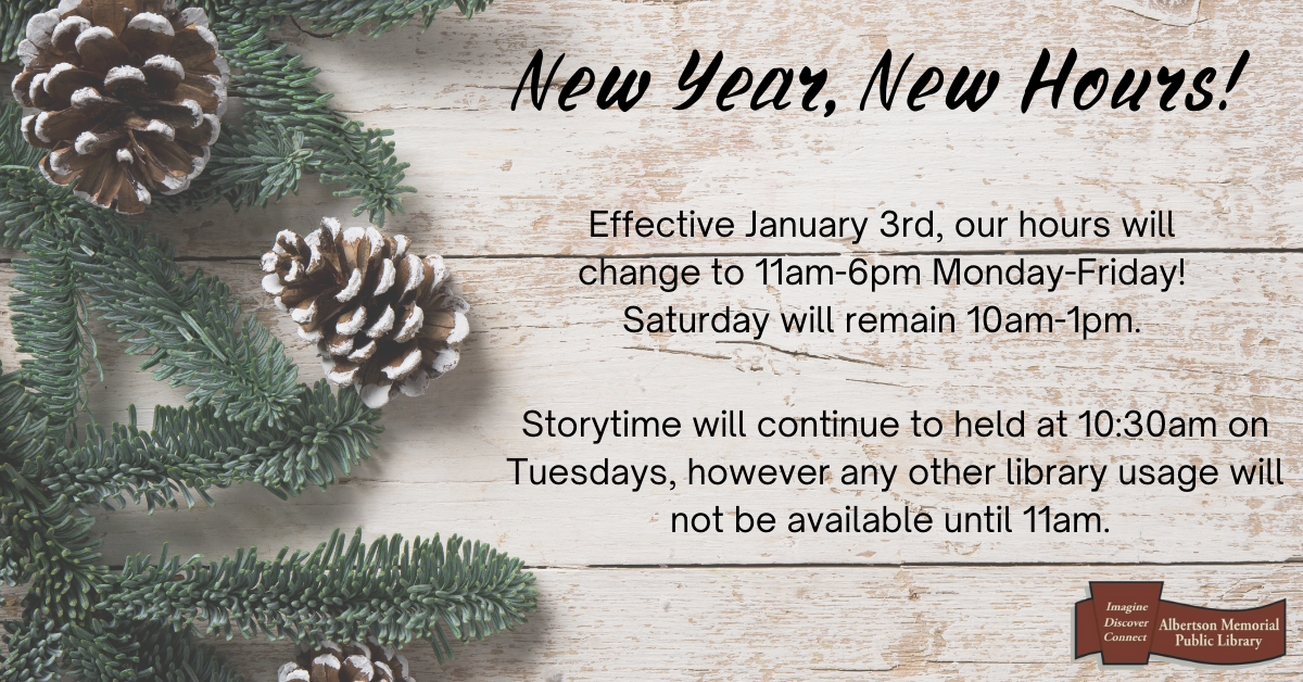 Hours will be changing at the start of the new year, 11am-6pm monday-friday