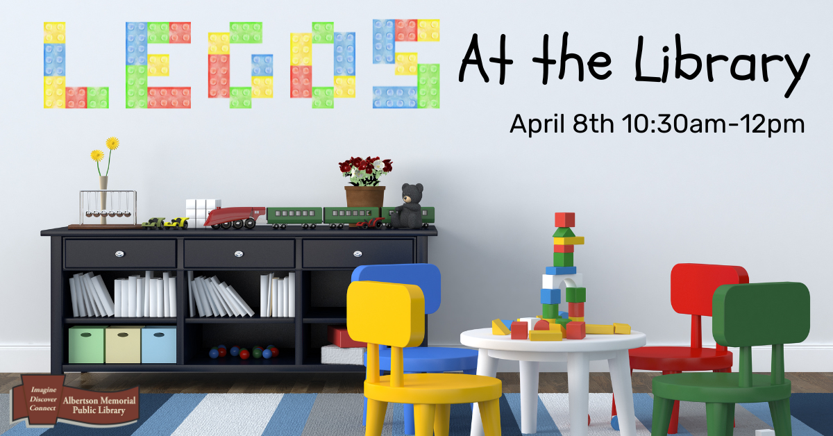 LEGOs at the Library, April 8th 10:30am-12pm