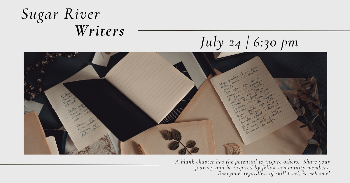 A blank chapter has the potential to inspire others. Share your journey and be inspired by fellow community members at the Sugar River Writers July 24th at 6:30 pm. Everyone, regardless of skill level, is welcome!