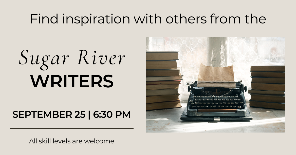 Find inspiration with others from the Sugar River Writers on September 25 at 6:30 pm at the Albertson Memorial Library.  All skill levels are welcome.